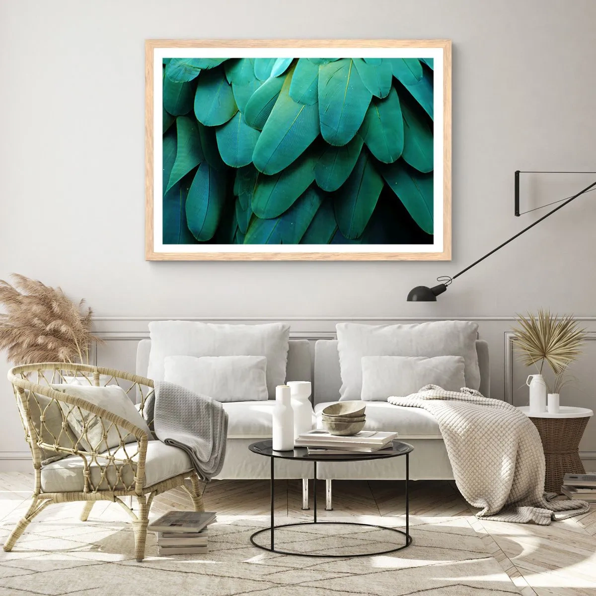 Affisch i ram av ljusek - Precision av papegojans natur - 100x70 cm