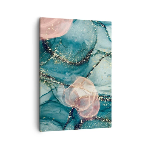 Canvastavla - Bild på duk - Sidenblå, tyllrosa - 50x70 cm