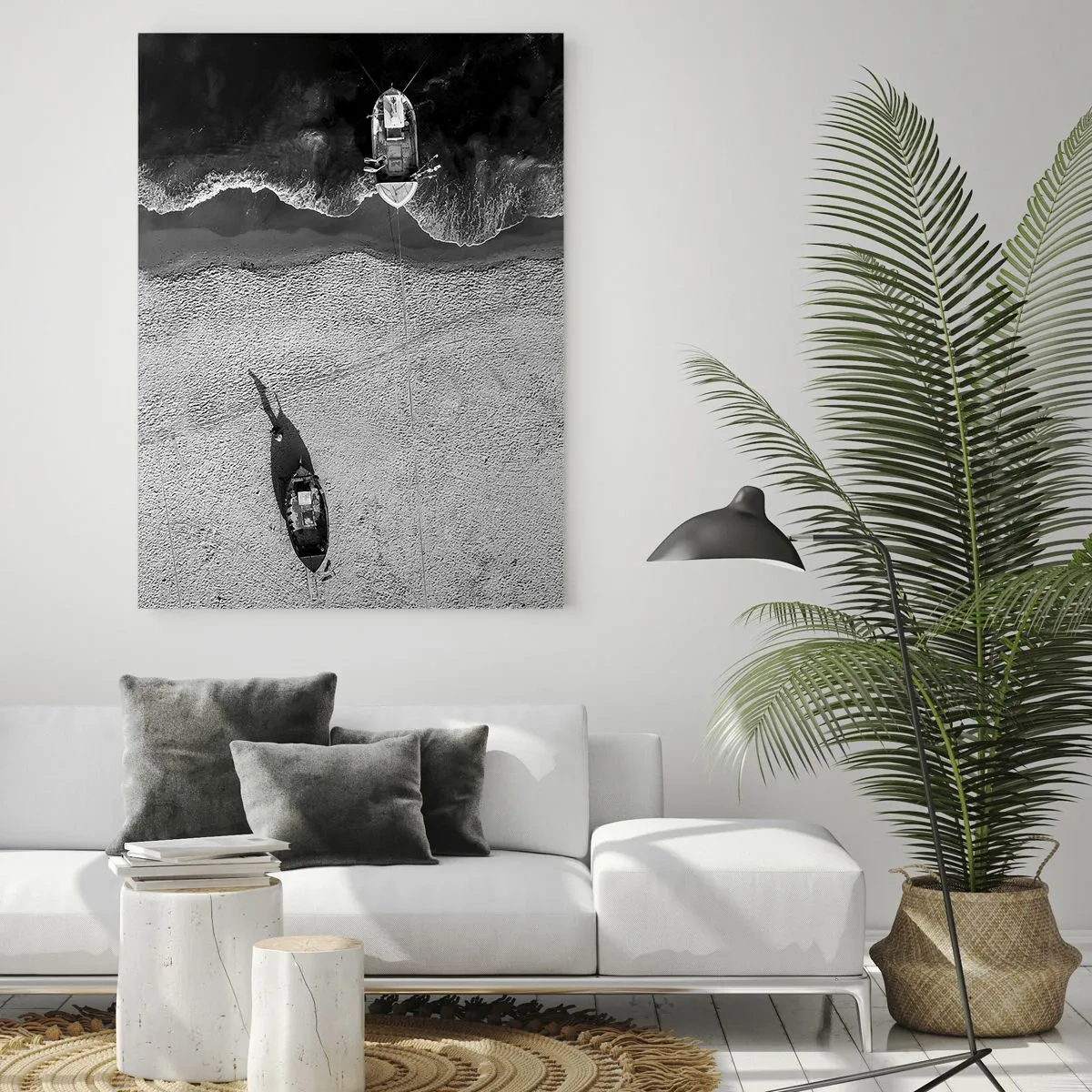 Glastavla - Bild på glas - Fortfarande på stranden... - 50x70 cm