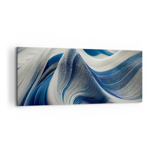 Canvastavla - Bild på duk - Flöde av blått och vitt - 120x50 cm