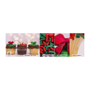 Provbit av självhäftande fototapet Deluxe Sticker - Läckert - Gastronomi, Småkakor, Färgglada muffins - 100x30 cm