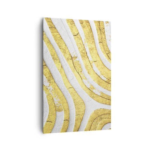 Canvastavla - Bild på duk - Komposition i vitt och guld - 80x120 cm