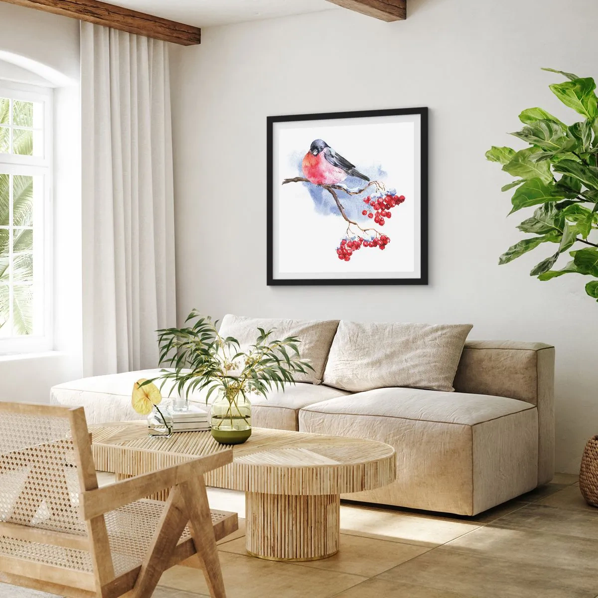 Affisch i svart ram - Vinter i färger - 50x50 cm