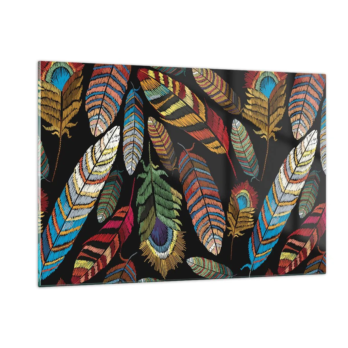 Glastavla - Bild på glas - Fågelkarneval - 120x80 cm