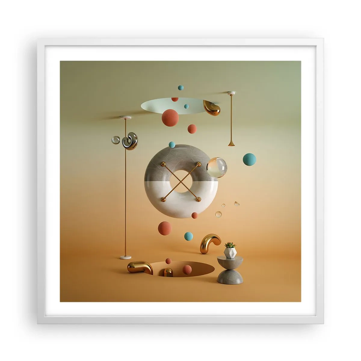 Affisch i vit ram - Vad som helst kan hända - 60x60 cm