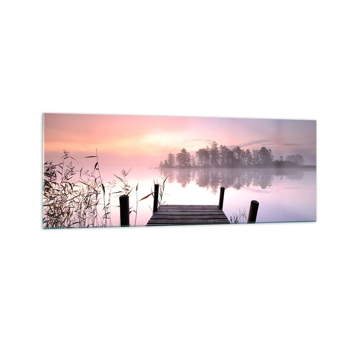 Glastavla - Bild på glas - Ur liljedimman... - 140x50 cm