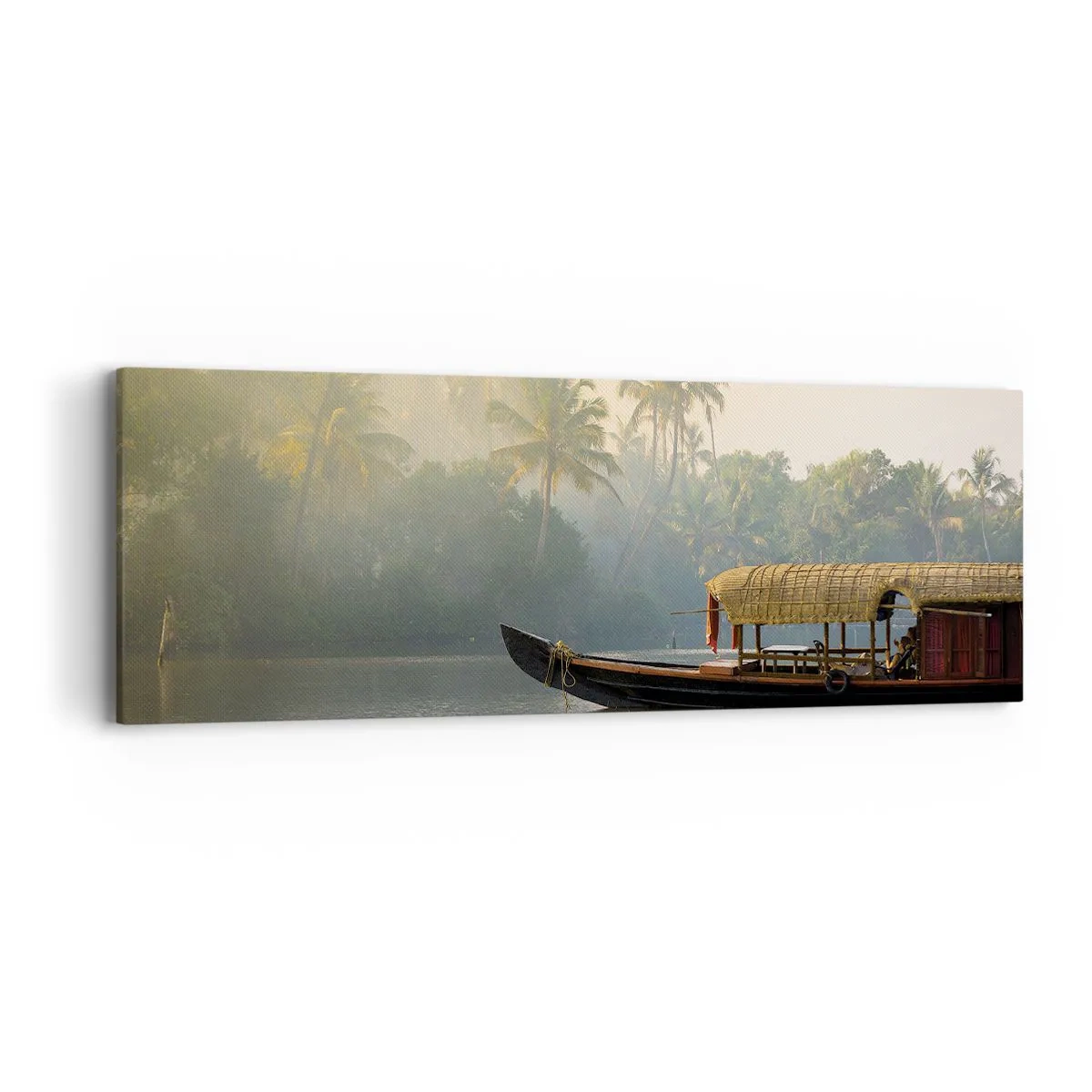 Canvastavla - Bild på duk - Hus på floden - 90x30 cm