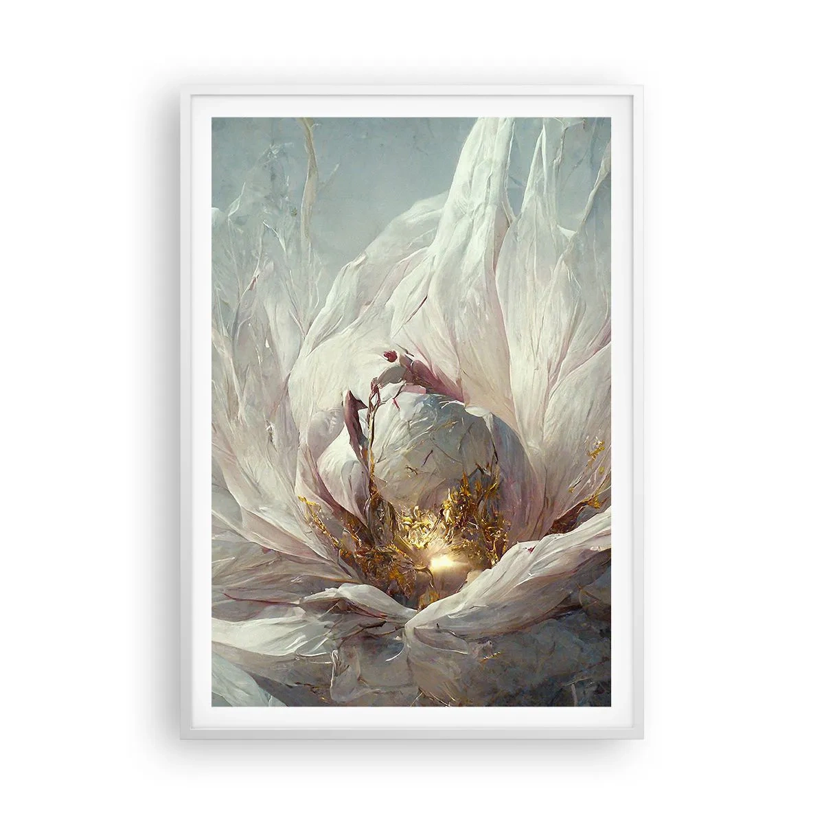 Affisch i vit ram - Blommar en gång på hundra år - 70x100 cm
