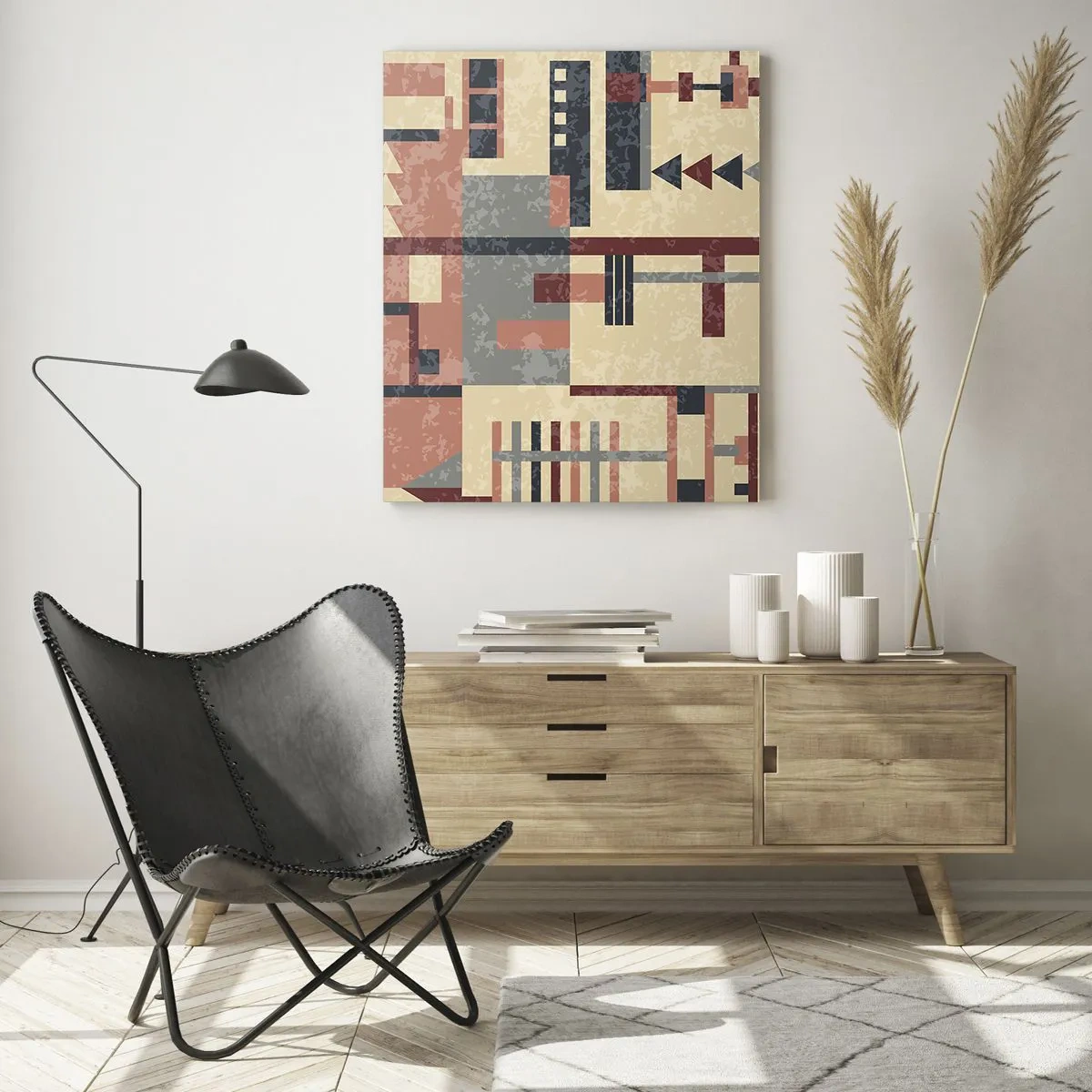 Glastavla - Bild på glas - Kombination av vertikala och horisontella element - 50x70 cm