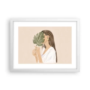 Affisch i vit ram - Mystiskt porträtt med solfjäder - 40x30 cm