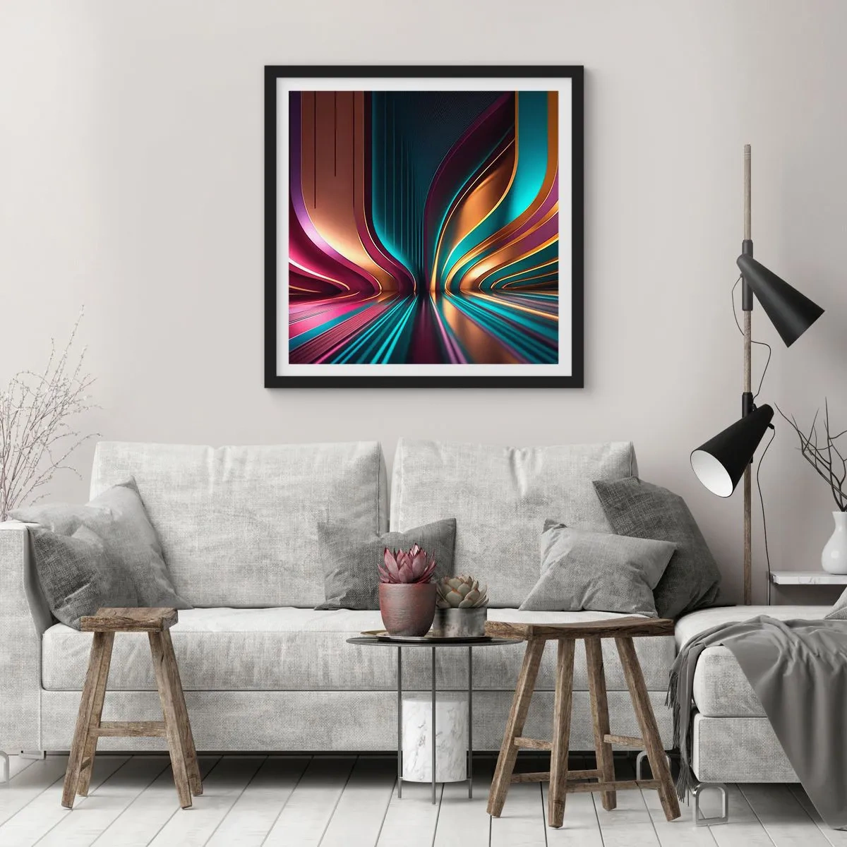 Affisch i svart ram - Ljusets arkitektur - 30x30 cm