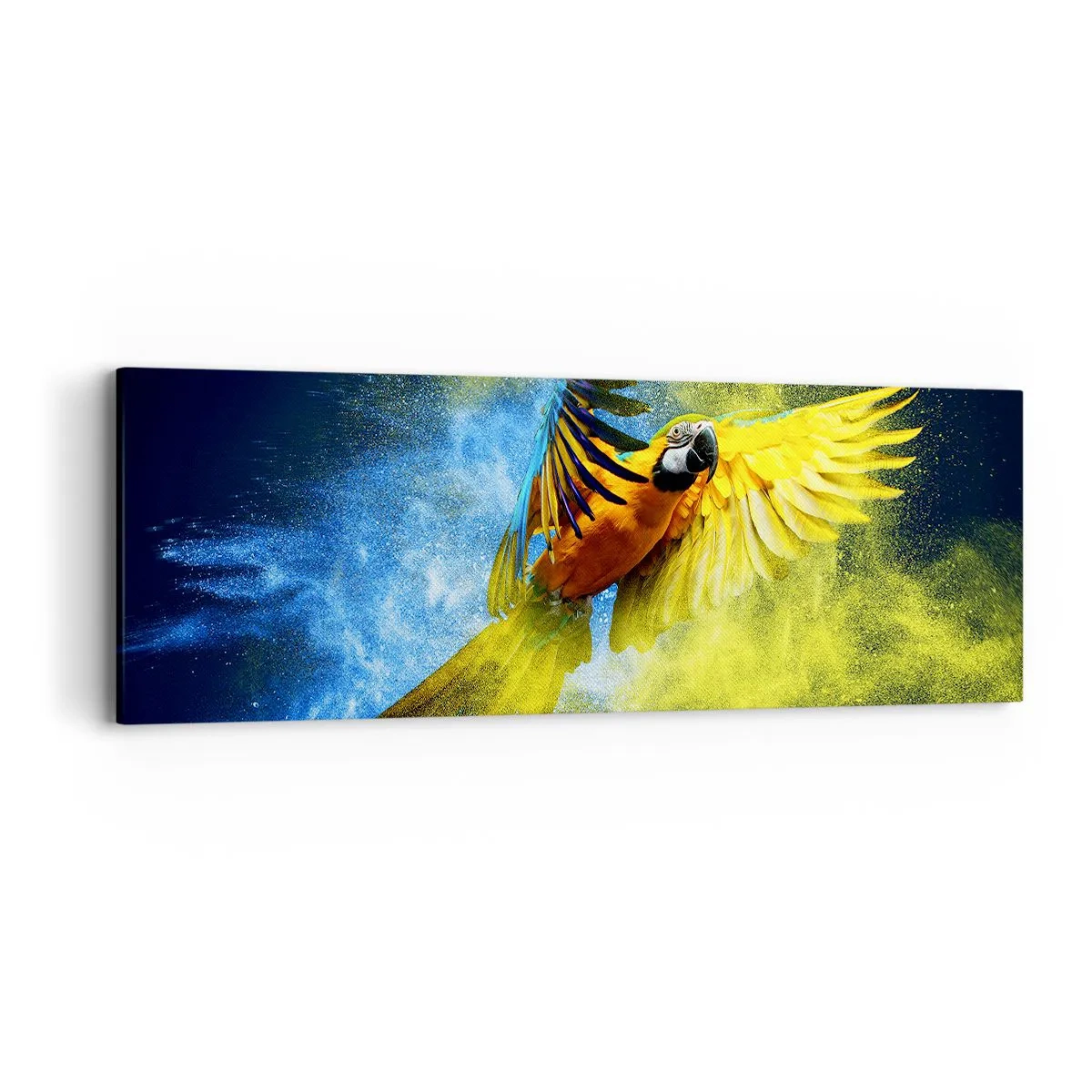 Canvastavla - Bild på duk - I blå-gult damm - 90x30 cm