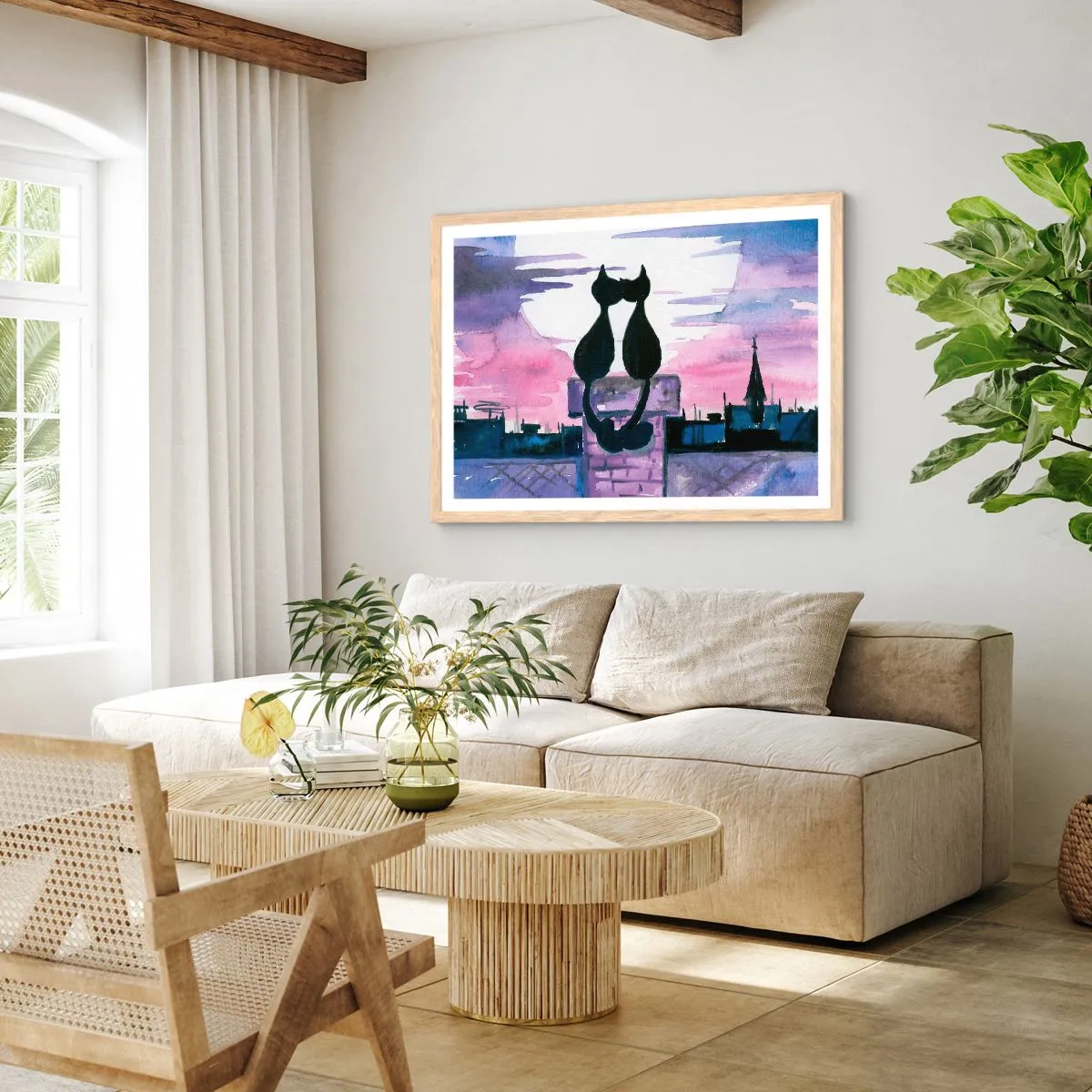 Affisch i ram av ljusek - Rendez-vous under månen - 100x70 cm