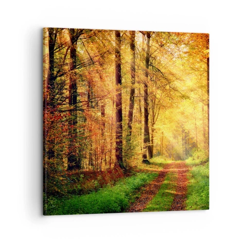 Canvastavla - Bild på duk - Skogsguld tystnad - 60x60 cm