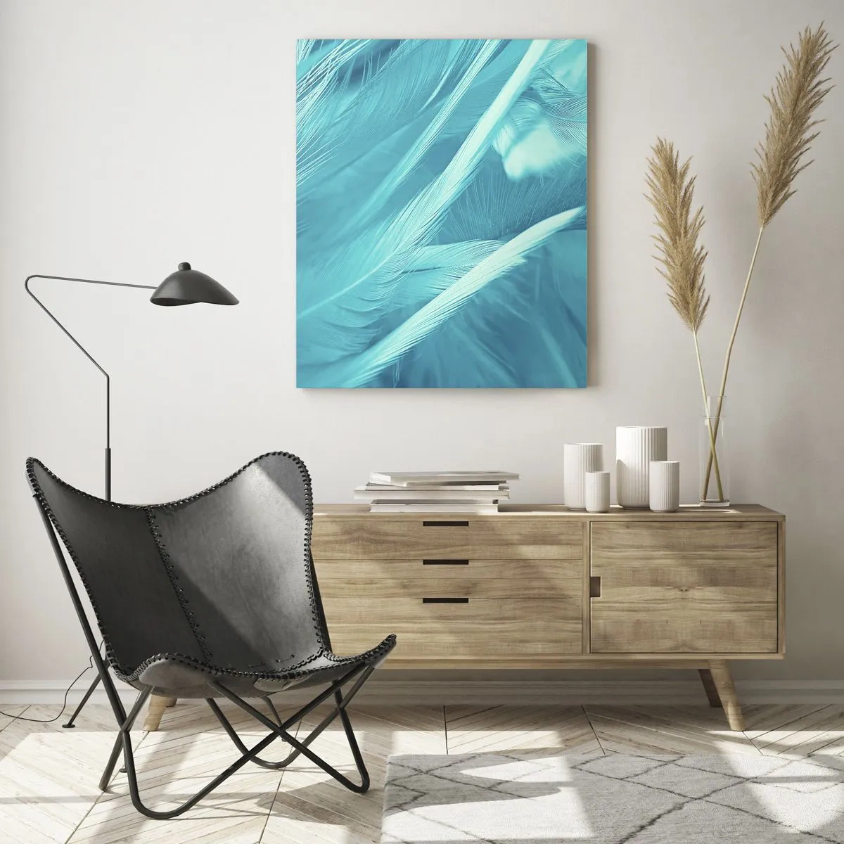 Glastavla - Bild på glas - Drunkna i dun - 50x70 cm