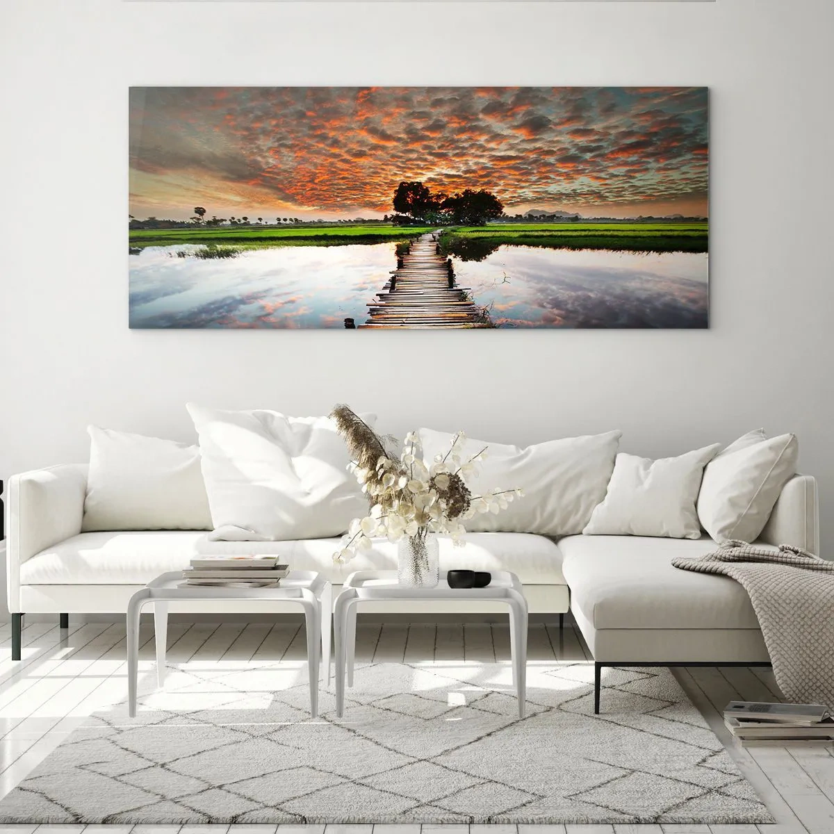 Glastavla - Bild på glas - Fäll ut armarna - andas  - 100x40 cm