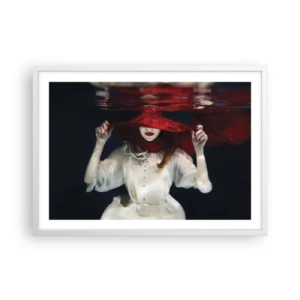 Affisch i vit ram - Konstig fru - 70x50 cm