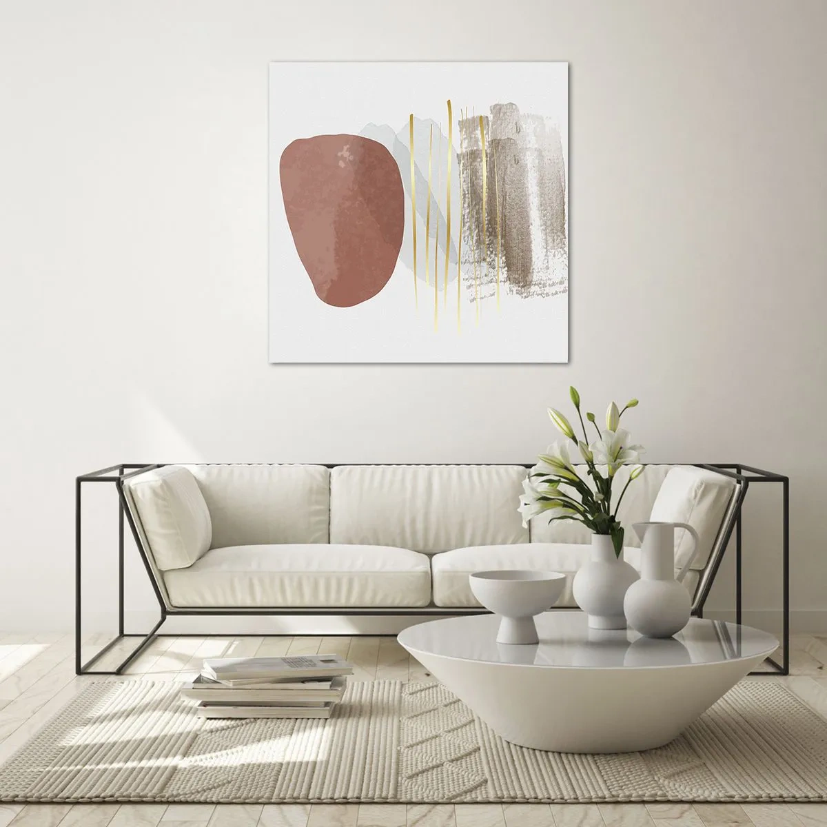 Glastavla - Bild på glas - Abstrakt pelargång - 70x70 cm