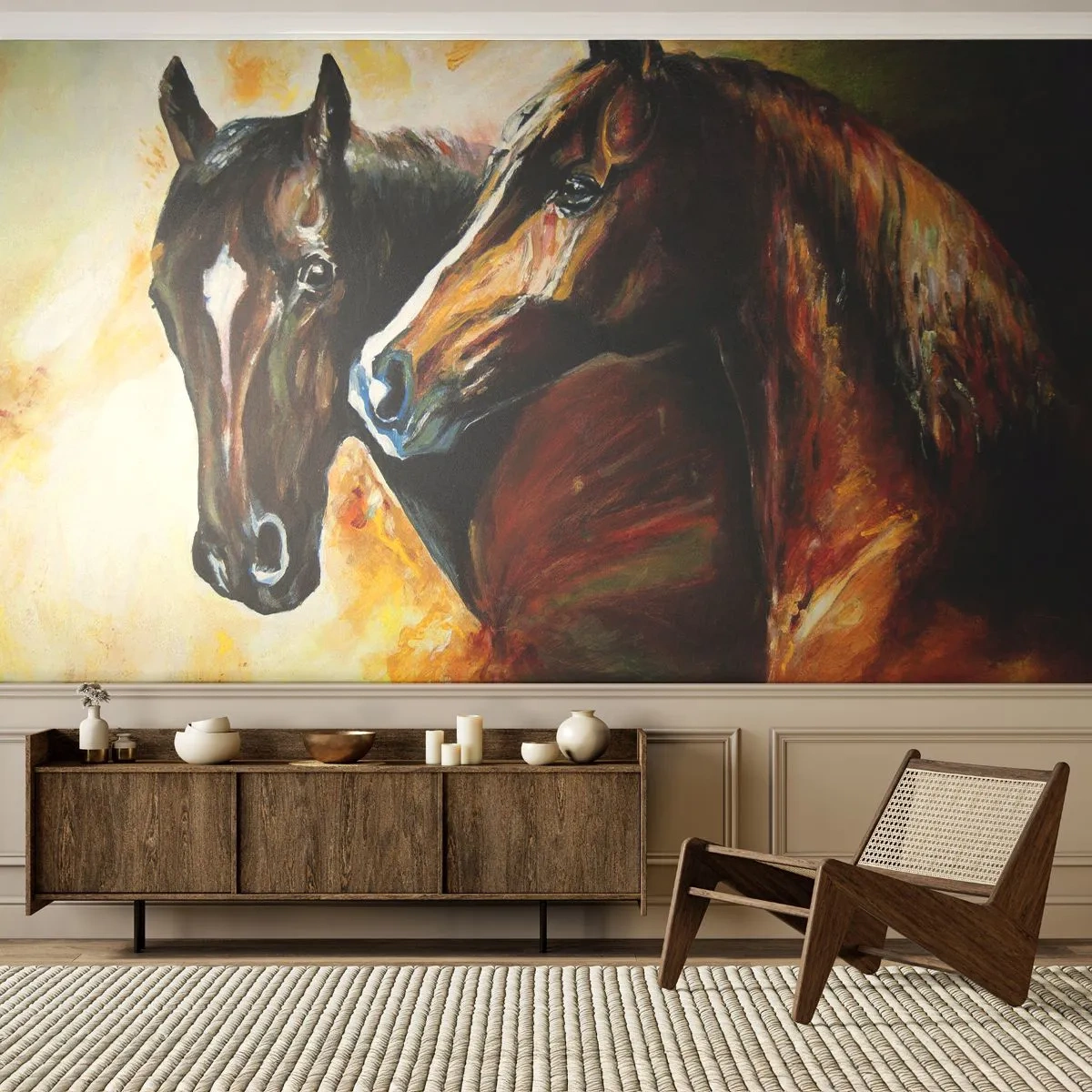 Självhäftande Fototapet Deluxe Sticker - Dubbelt så mycket charm - Djur, Hästar, Natur - 250x175 cm