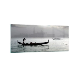 Glastavla - Bild på glas - Sagostad ur vatten och dimma - 120x50 cm