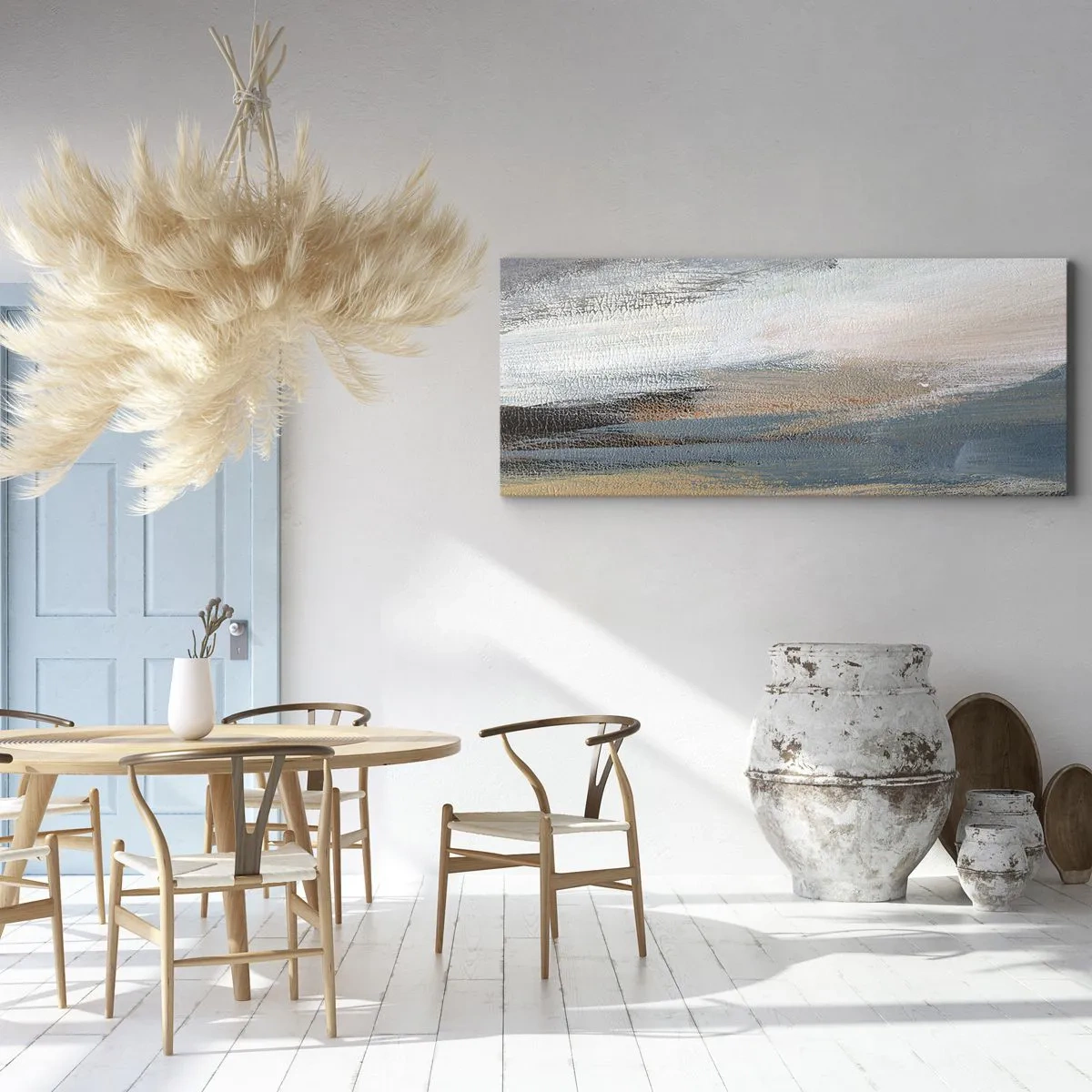 Canvastavla - Bild på duk - Abstraktion: nordligt landskap - 140x50 cm