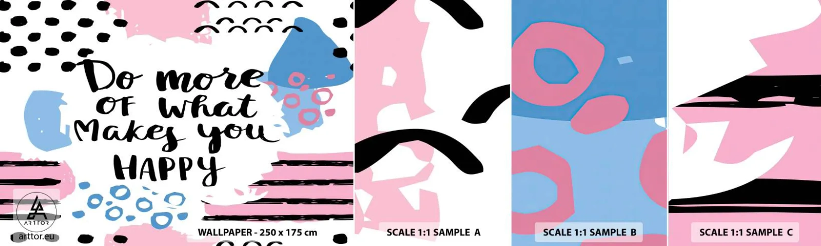 Provbit av självhäftande fototapet Deluxe Sticker - Hur man blir lycklig - Bekräftelse, Maxim, Ord - 100x30 cm