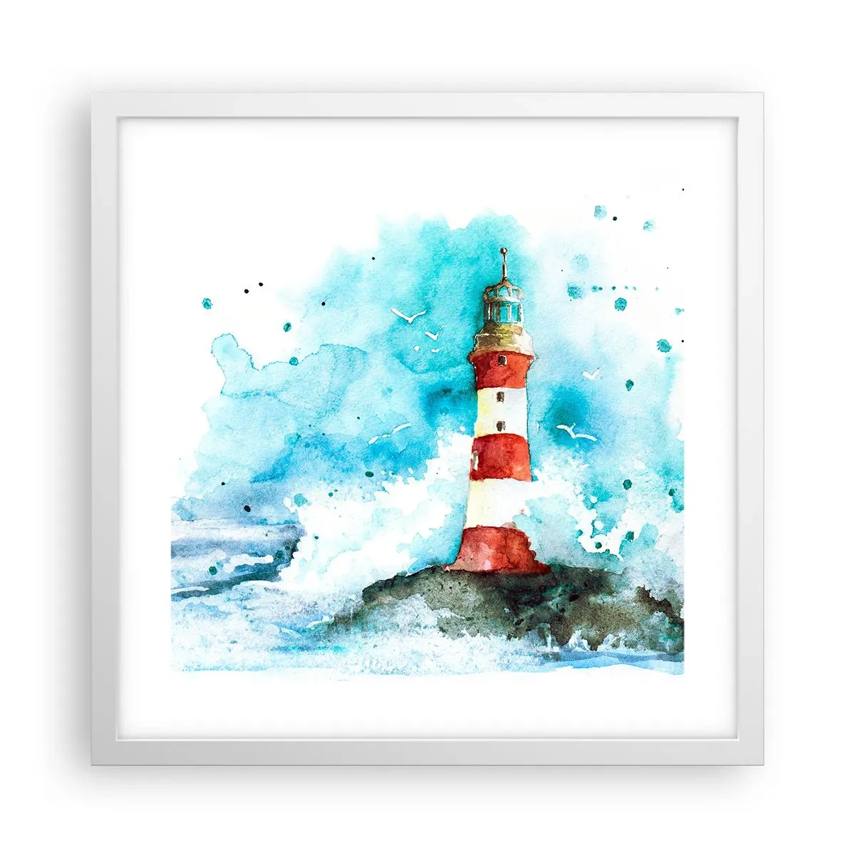 Affisch i vit ram - Elementens enhet - 40x40 cm