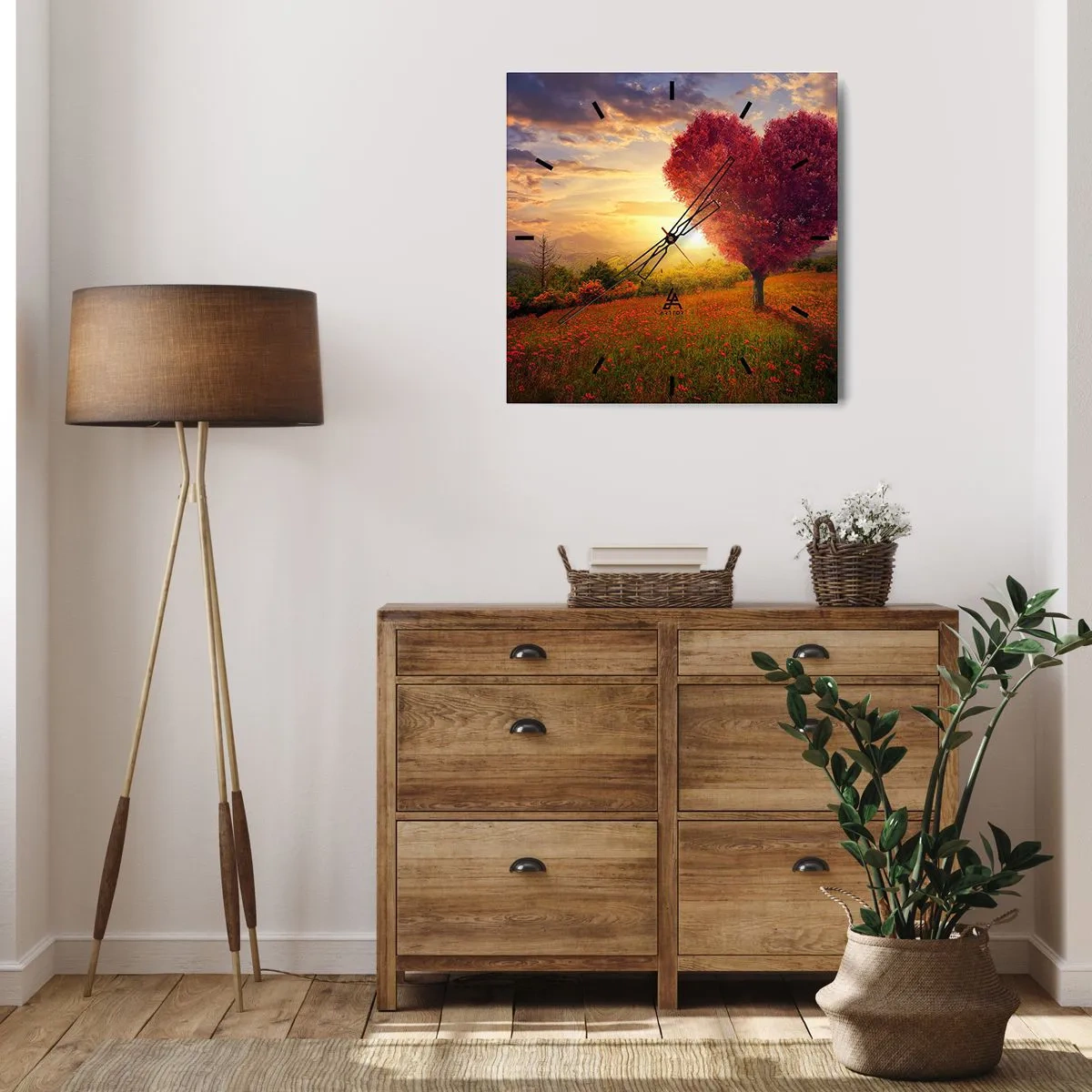 Väggklocka - Klocka på glas - Tagande - 30x30 cm