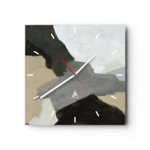 Väggklocka - Klocka på glas - Abstraktion: avgrening av det gråa - 40x40 cm