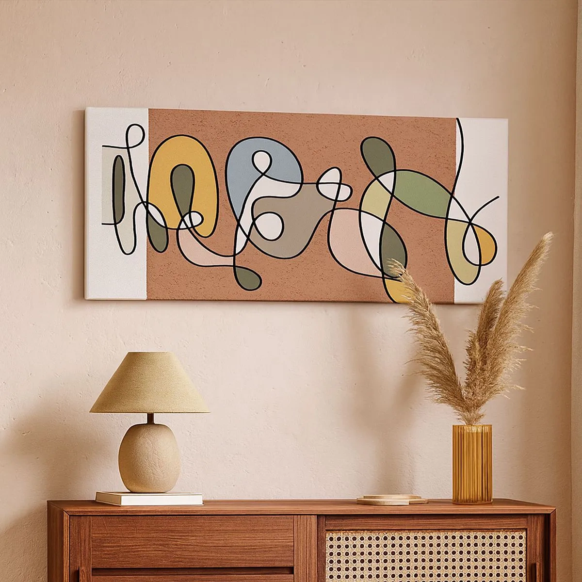 Canvastavla - Bild på duk - En abstraktion värd att le åt - 100x40 cm