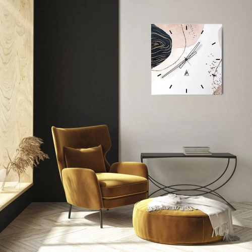 Väggklocka - Klocka på glas - Allt flyter - 30x30 cm