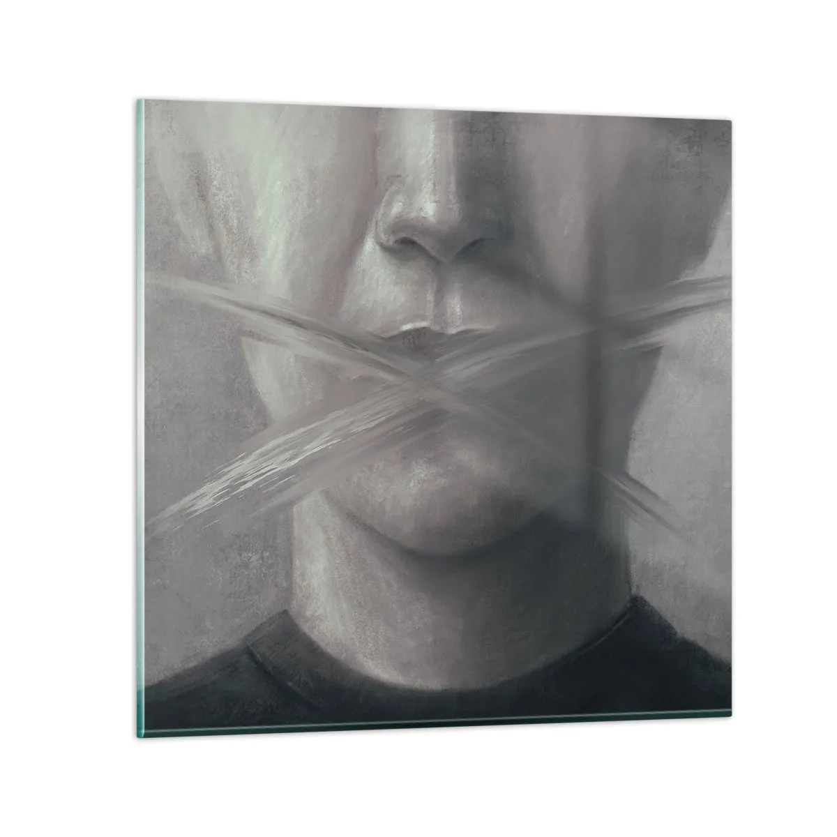 Glastavla - Bild på glas - Inte ett ord - 50x50 cm