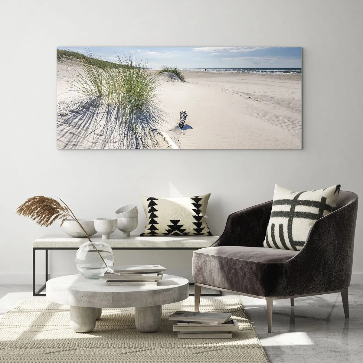 Glastavla - Bild på glas - Vackrast? Östersjöstrand - 100x40 cm