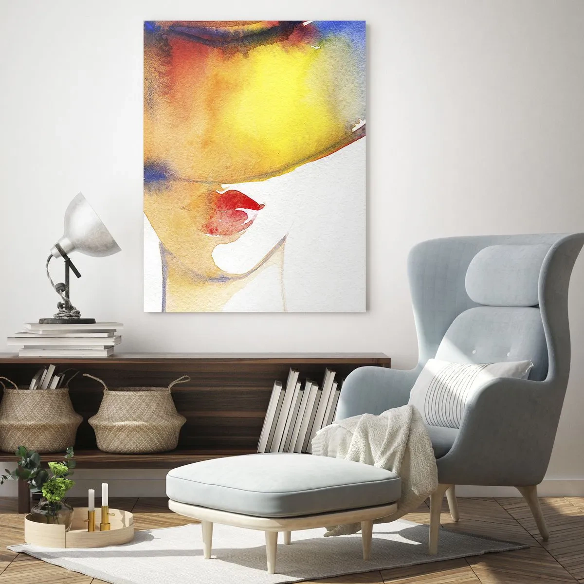Glastavla - Bild på glas - Damporträtt    - 50x70 cm