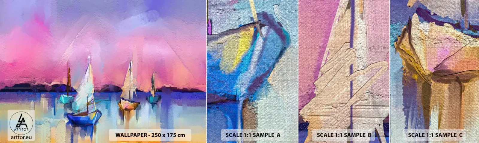 Provbit av fototapet Premium Canvas - Riktning: öppet vatten - Landskap, Sjö, Segelbåt - 100x30 cm