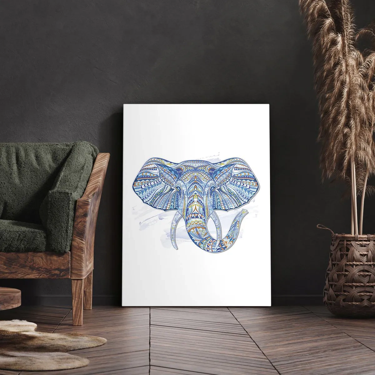 Canvastavla - Bild på duk - Inkrusterad med guld och blått - 70x100 cm