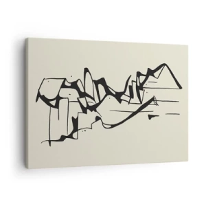 Canvastavla - Bild på duk - Abstrakt teckning av berg i svartvitt - 70x50cm - Kanske ett landskap - Modern väggdekoration för vardagsrum och sovrum ARTTOR