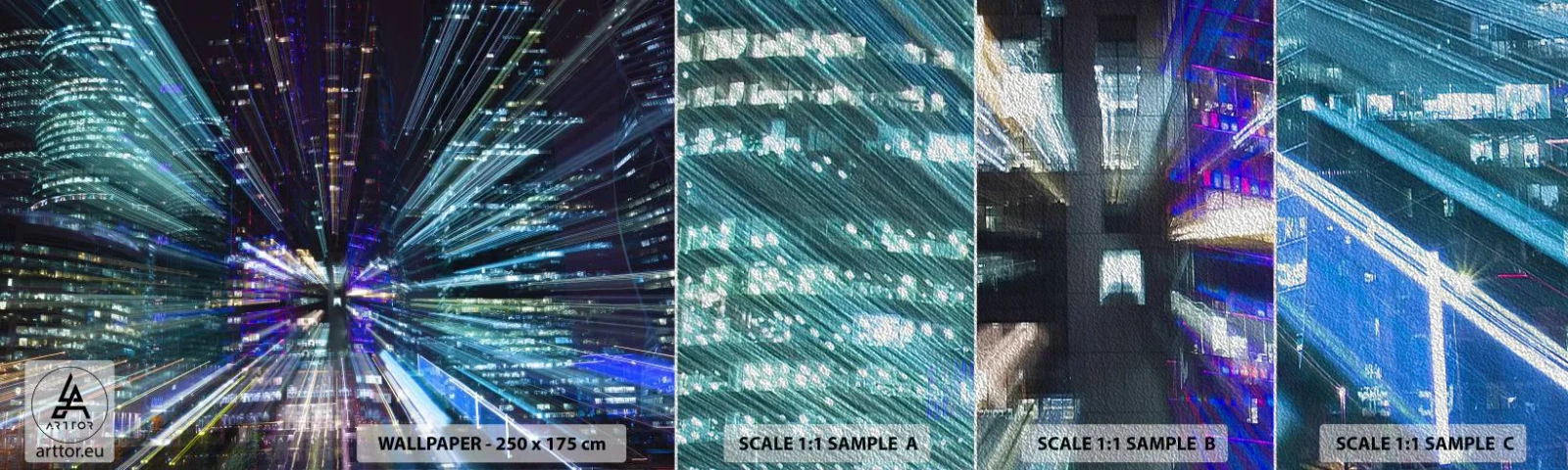 Provbit av fototapet Premium Sand - Övergång till hyperrymden - Abstraktion, Stad, Grafik - 100x30 cm