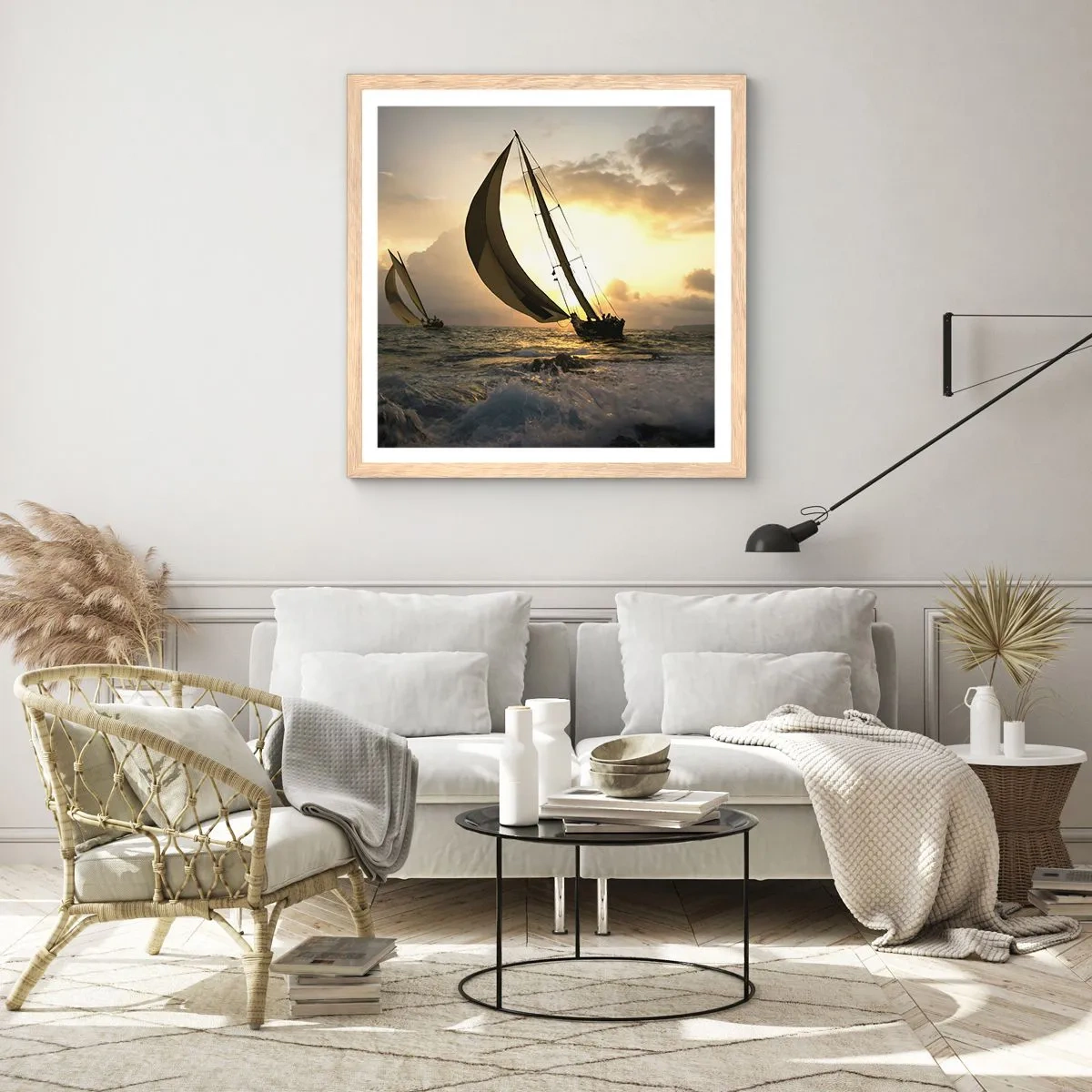 Affisch i ram av ljusek - Med och mot vinden - 40x40 cm