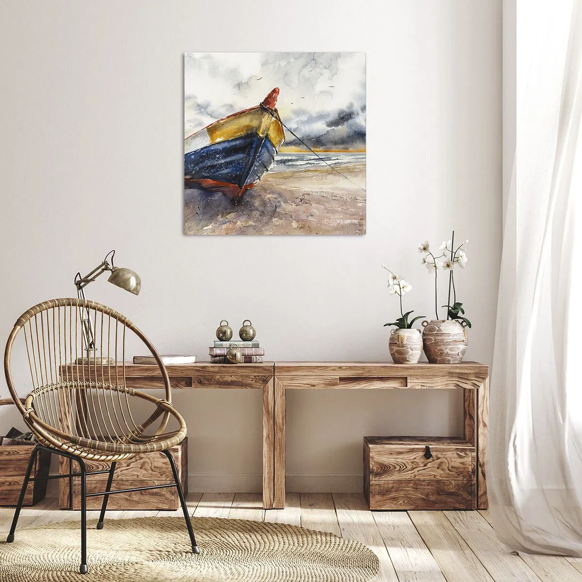 Canvastavla - Bild på duk - Vila på stranden - 60x60 cm