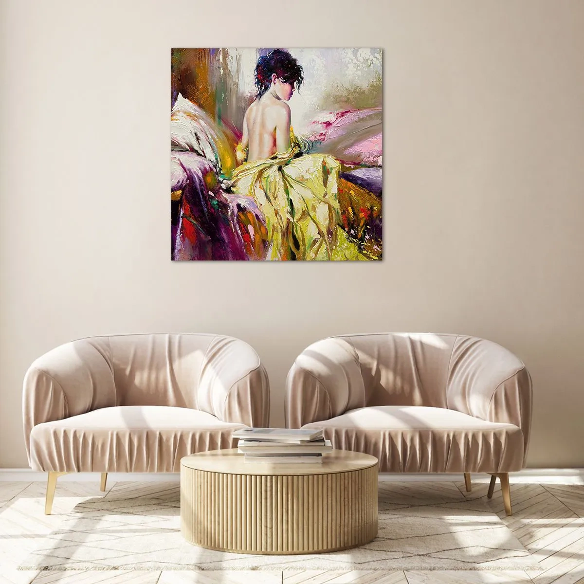 Glastavla - Bild på glas - Mellan munnen och glaskanten - 40x40 cm