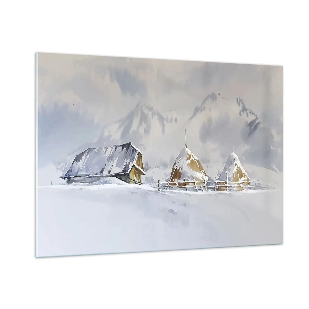 Glastavla - Bild på glas - I snödalen - 100x70 cm