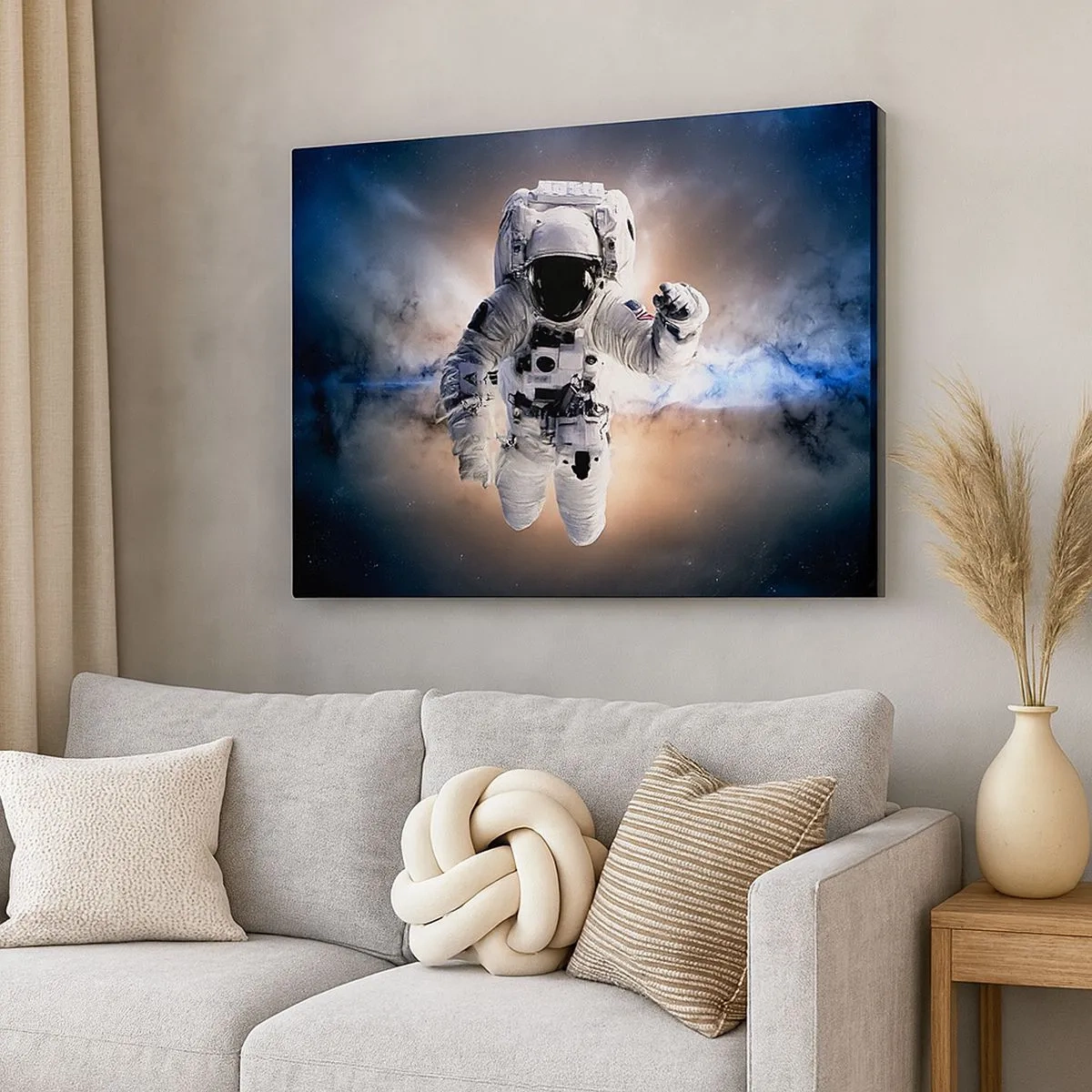 Canvastavla - Bild på duk - Astronaut i rymden - 70x50cm - Hälsningar från rymden - Modern väggdekoration för vardagsrum och sovrum ARTTOR