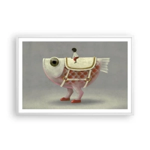 Affisch i vit ram - Fiskryttare - 91x61 cm