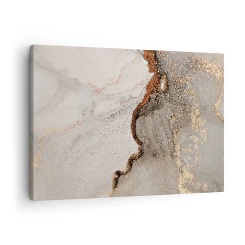 Canvastavla - Bild på duk - Abstrakt motiv med nyanser av guld och grått - 70x50cm - På färgernas gräns - Modern väggdekoration för vardagsrum och sovrum ARTTOR