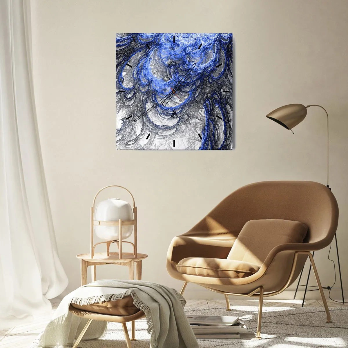 Väggklocka - Klocka på glas - Vågens födsel - 40x40 cm