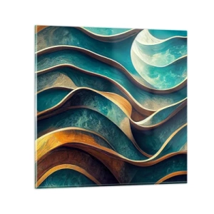 Glastavla - Bild på glas - Meandrar av blått - 40x40 cm
