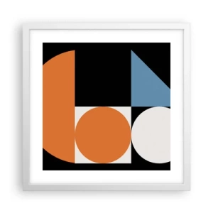 Affisch i vit ram - Geometriska figurer - 40x40 cm