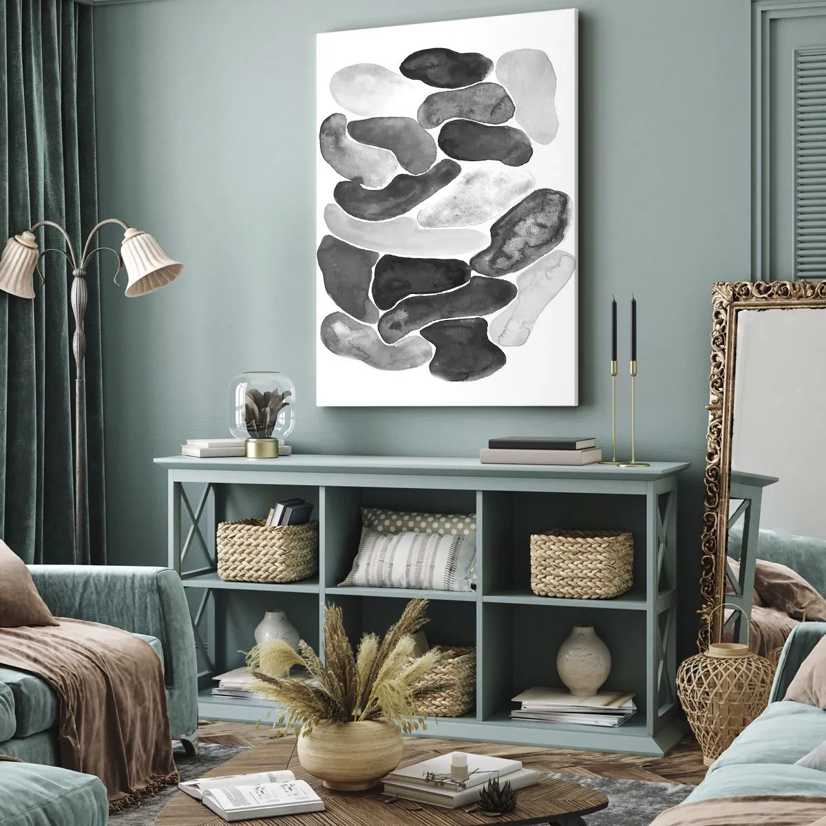 Canvastavla - Bild på duk - Stenig abstraktion - 65x120 cm