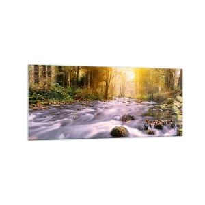 Glastavla - Bild på glas - Malakit i silver-guld infattning - 120x50 cm